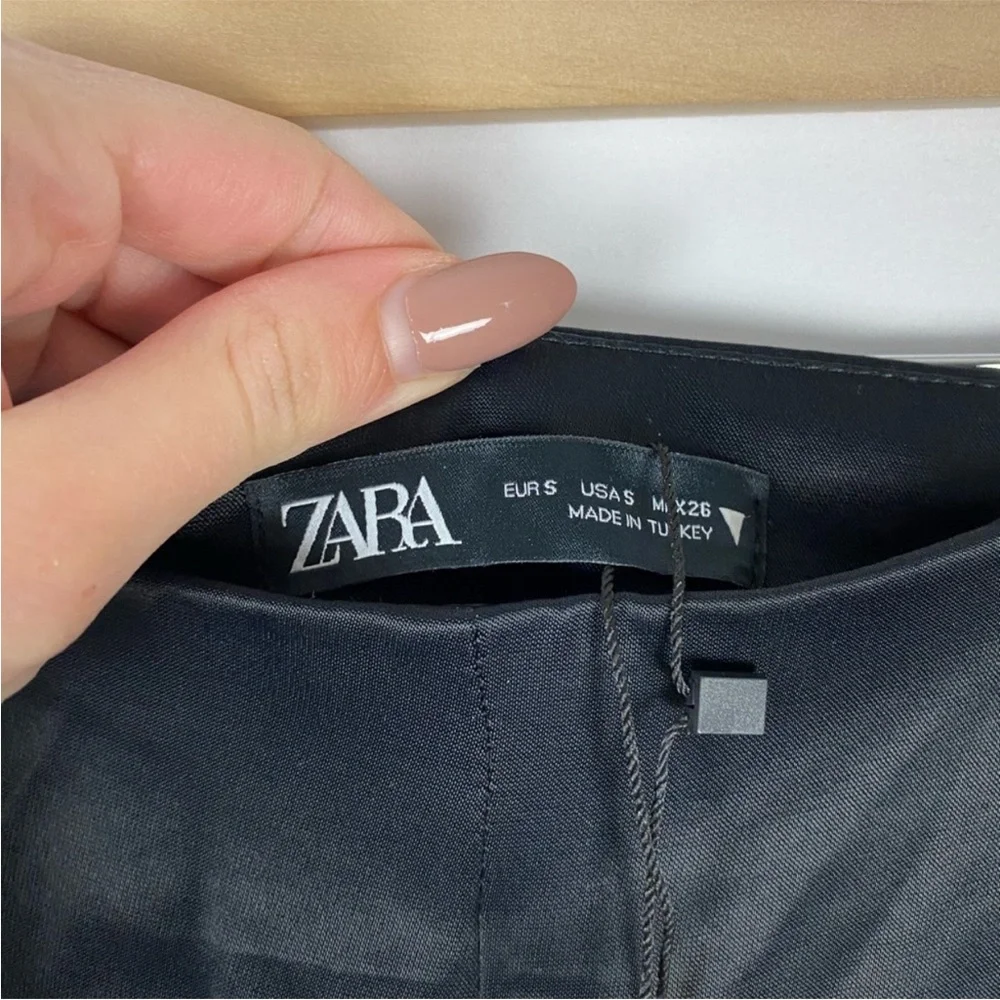 Zara Full Length Satin Trousers Black Size Small - Picture 4 of 6